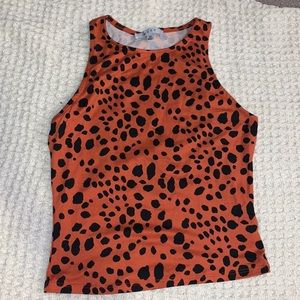 Orange and Black Animal Print Top